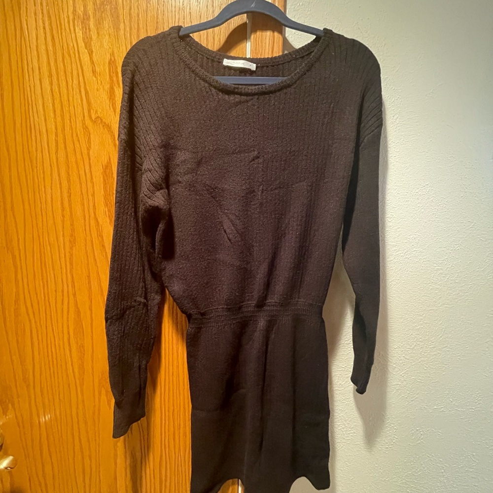 Cupshe Black Knit Long Sleeve Dress